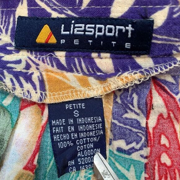 Vintage 90s Petite Skirt Colorful Tropical Hibiscus Floral Midi Wrap Bow Detail - Picture 8 of 10